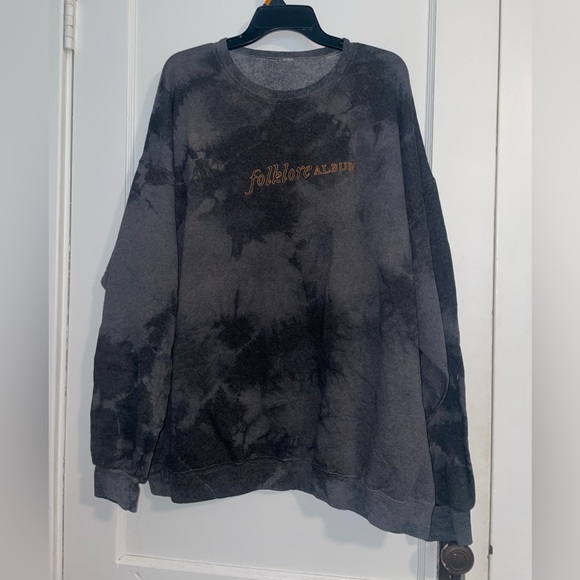 Taylor swift Gray Tie-Dye Sweatshirt with Folklore Album Print L/XL oversized - Picture 1 of 4